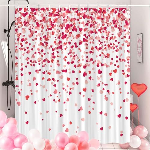 Valentine Red Heart Shower Curtain
