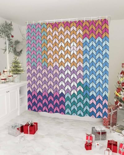 Moroccan geometric shower curtain set with 12 hooks waterproof bath curtain design
