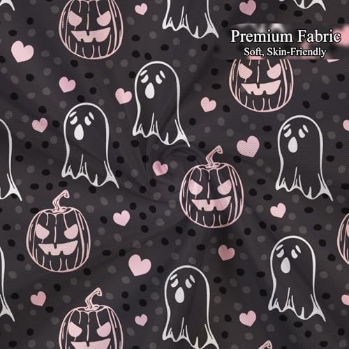 Sillsloso Halloween Pink Ghost Pumpkin Bathroom Curtain Waterproof 60x72 inch