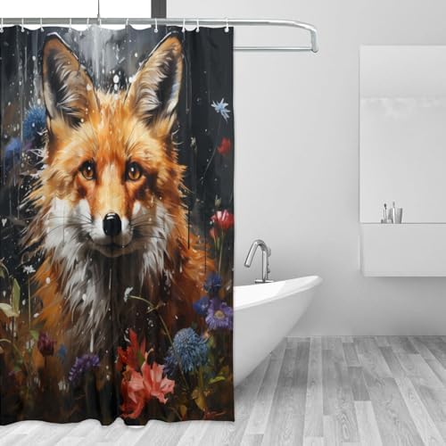 DAOWANGZUO Brown Fox Shower Curtain Set