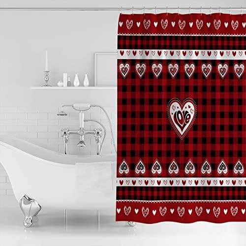 Heart Red Buffalo Check Shower Curtain