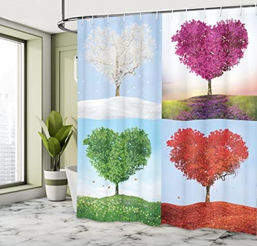 Ambesonne 4 Seasons Heart-Shaped Bathroom Shower Curtain