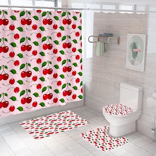 4-Piece Pink Cherry Bathroom Set