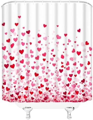 Red Pink Love Valentines Day Heart Shower Curtain