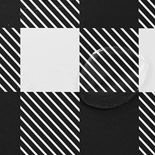 Susiyo - Waterproof Machine Washable Black White Tartan Plaid Bathroom Shower Curtain with Hooks