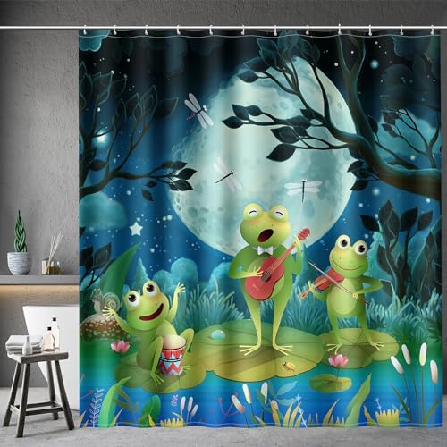 Aimego Funny Frog Shower Curtain Set
