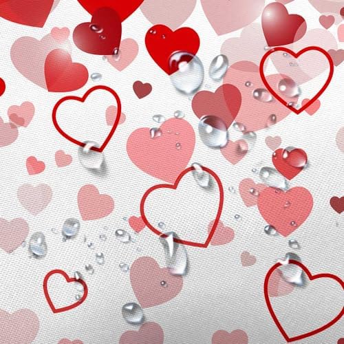 JAWO Valentines Red Heart Shower Curtain Set