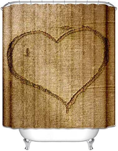 Modern Farmhouse Shower Curtain Polyester Heart Pattern 65x71 in Bathroom