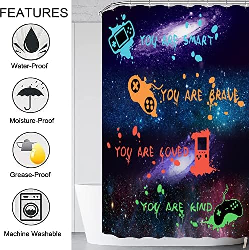 boys gaming Bathroom shower curtain set