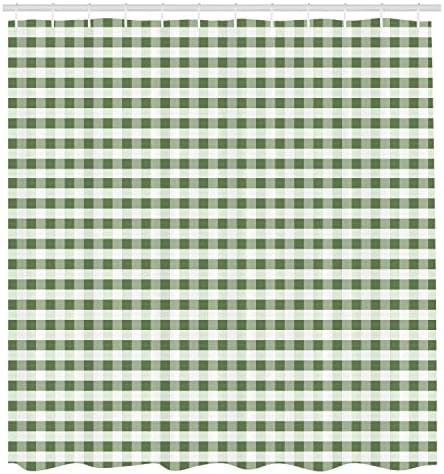 Ambesonne Checkered Shower curtain with Peacock Green Design