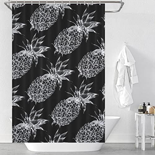 Summer Cool Pineapple Shower Curtain with 12 Hooks 1