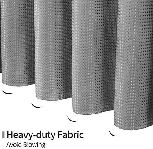 MitoVilla Grey Waffle Shower Curtain Set Luxury Heavy Duty for Relaxation