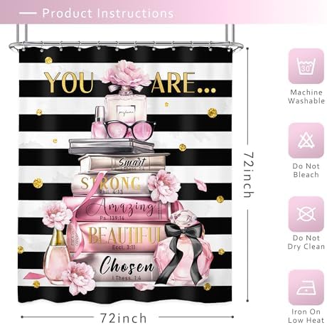 Elegant shower curtain set with modern quotes
