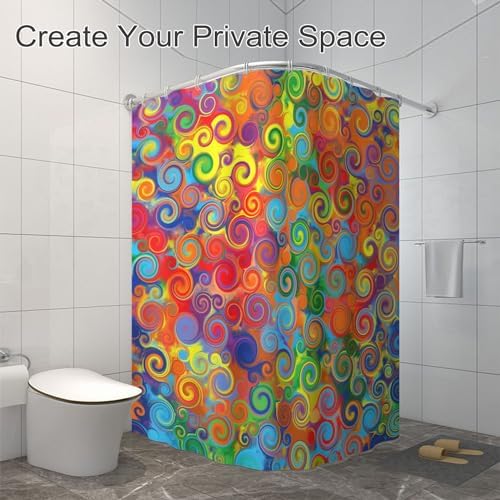 Rainbow shower curtain 72x72 inches 12 hooks perfect bathmat