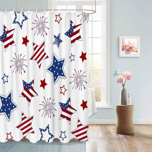 ALAGEO 4th of July USA Flag Shower Curtain