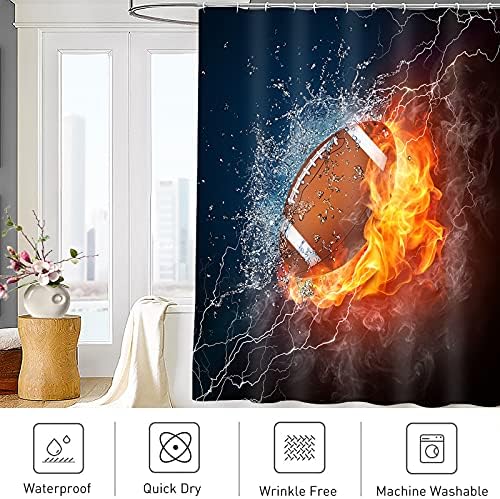 Abaysto Sports Rugby Football Splashing Lightning Shower Curtain