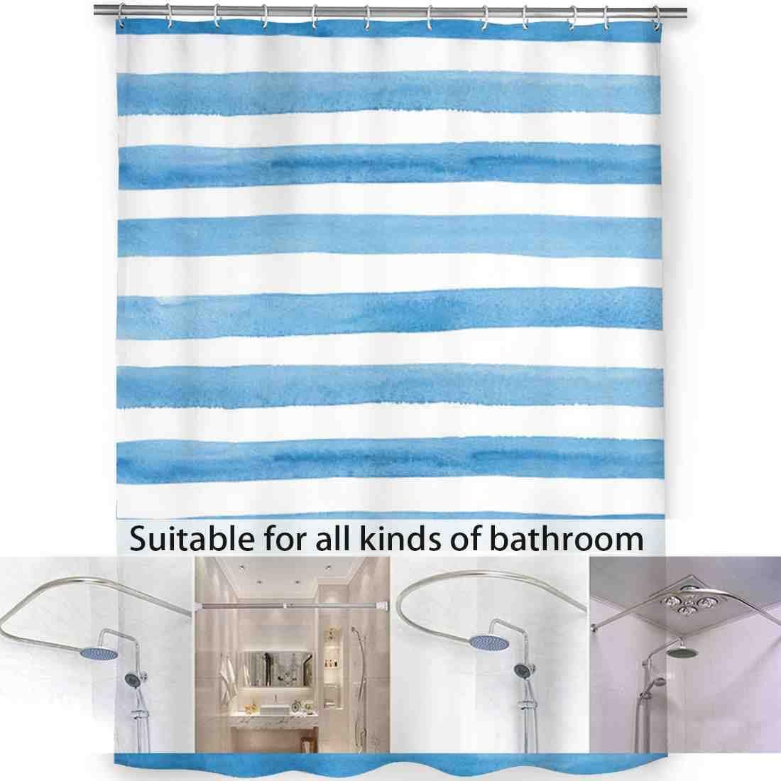Clarifying Blue-White Stripes Marine Theme - 72x72 inch waterproof shower curtain set
