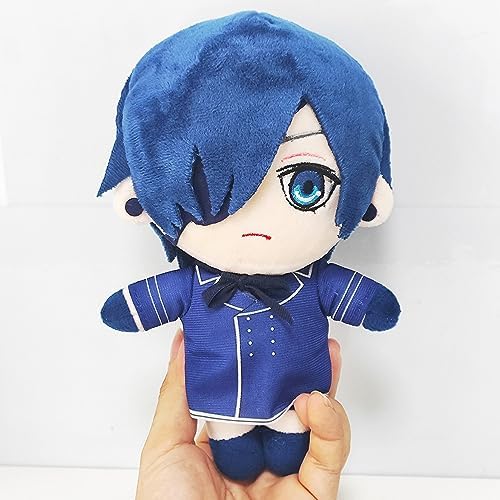 Cute Boy with Blue Hair and Black Eye Patch Stuffed Plush Toy Pillow