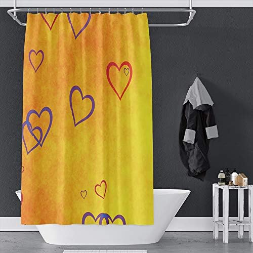 72x78inch Love Heart Red Purple Shower Curtain for Valentines Day
