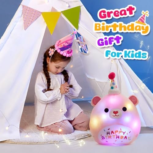 Happy Birthday Teddy Bear Glow Singing Plush Pillow