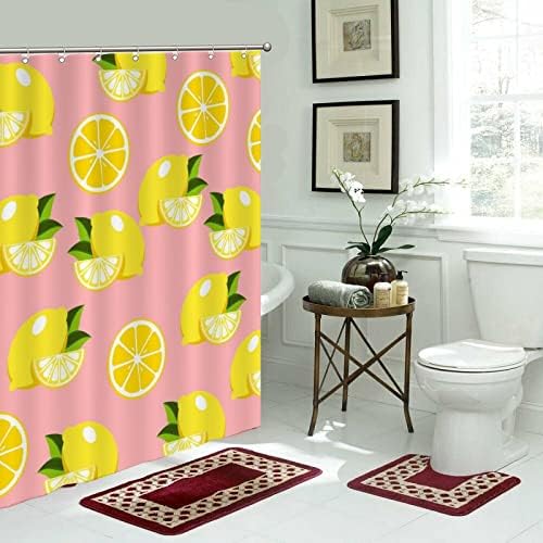 Natural Bath Curtains 59 x 71 Lemon Fruit Abstract