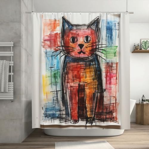 12 Piece Creative Crayon-Inspired Bathroom Shower Curtain Set for Home