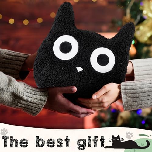 3 Pcs Black Cat Throw Pillow Plush Filling Full Lamb