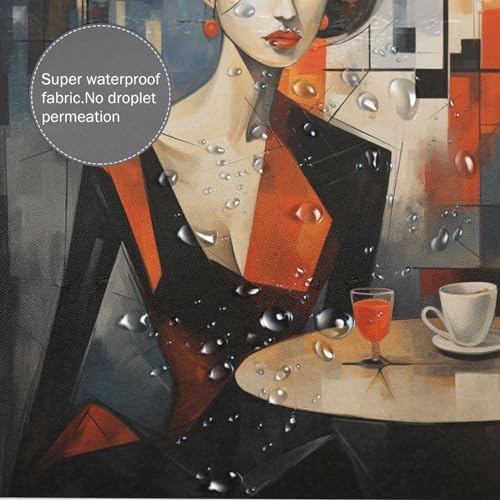DAOWANGZUO Female Face Abstract Shower Curtain Set Luxury Oil Painting Design 72x72in