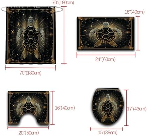 JPSBJWJ Sea Turtle Shower Curtain Set with 4 Pieces