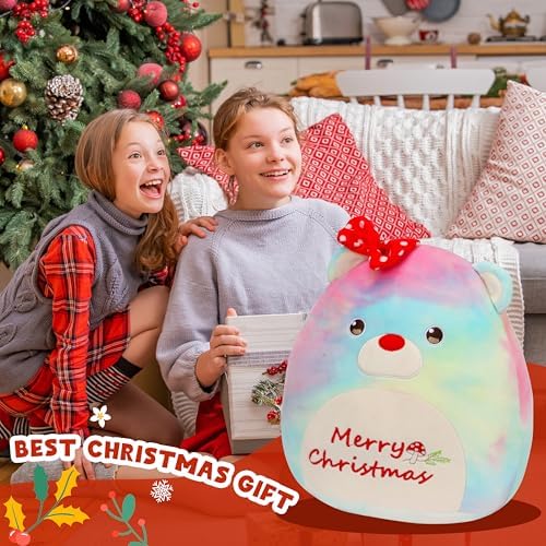 Easfan 12 Christmas Rainbow Bear Plush Pillow
