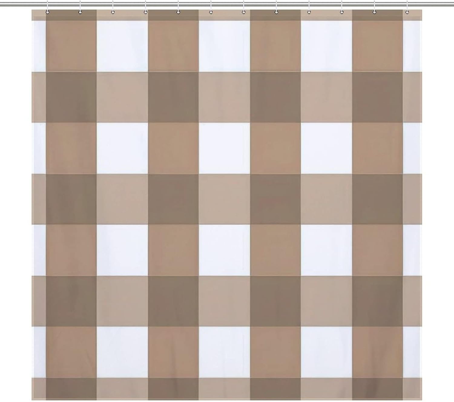 Buffalo Plaid Print Shower Curtain with 12 Hooks