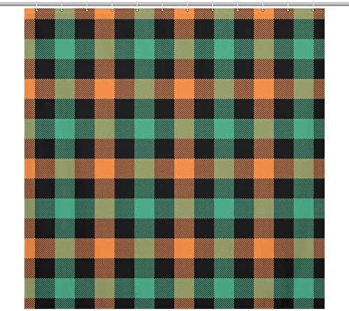 Buffalo Plaid Design 12-Hook Washable Shower Curtain