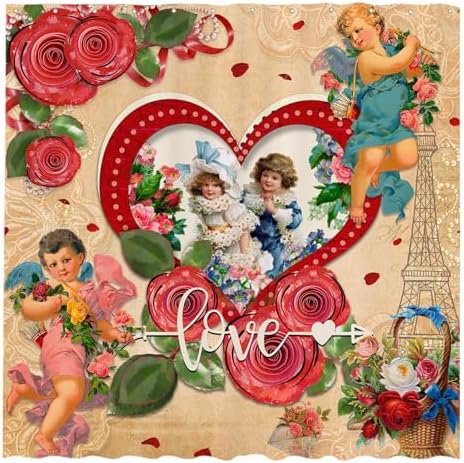 72x72 inches Vintage Heart Shower Curtain