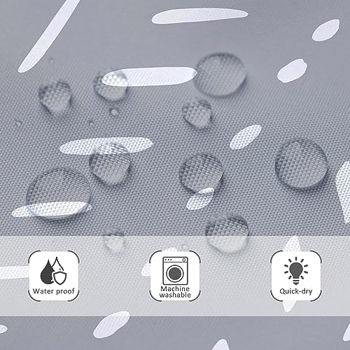 Riyidecor Small Boho Gray Shower Curtain with 7 Pack Hooks
