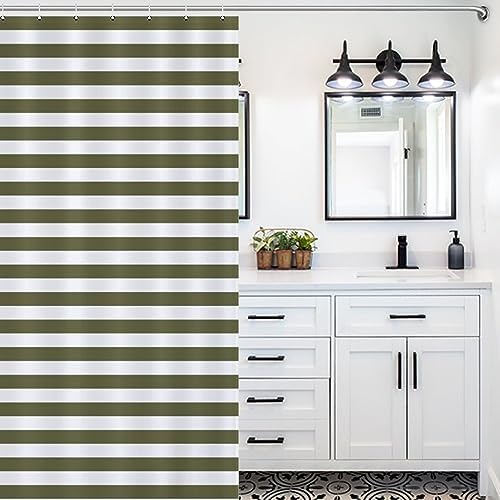 Modern Olive Green Washable Shower Curtain Set