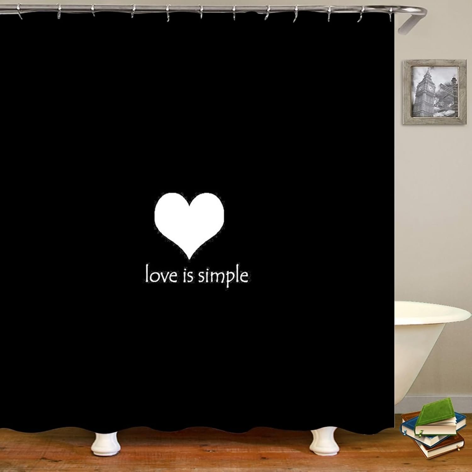 Stylish Heart Pattern 65 x 70 Shower Curtain with Grommet Hooks
