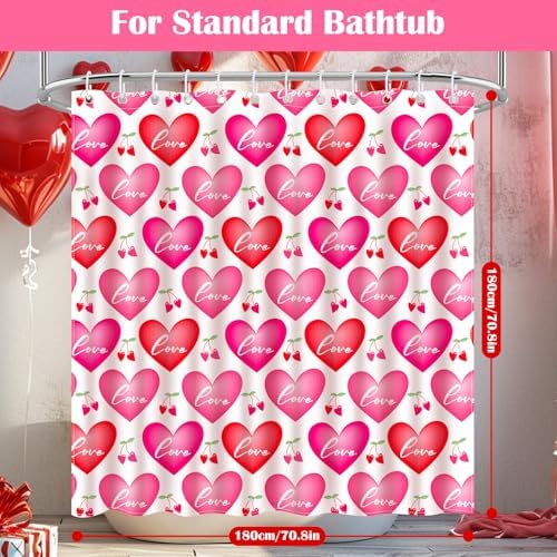 Nidoul Valentines Day Shower Curtain Set 72x72 Inch