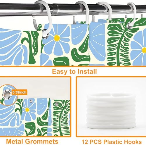 Stylish Boho Floral Shower Curtain Washable Durable