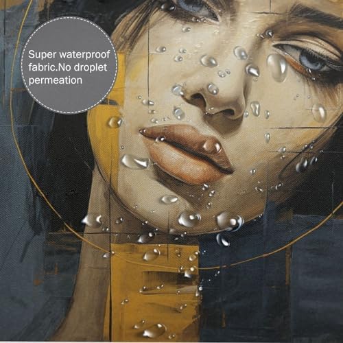 Luxury Oil Painting Face Shower Curtain Set with 12 Hooks