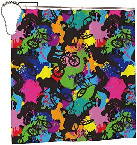 ALYYDFF 72x72 abstract black bicycle sport shower curtain