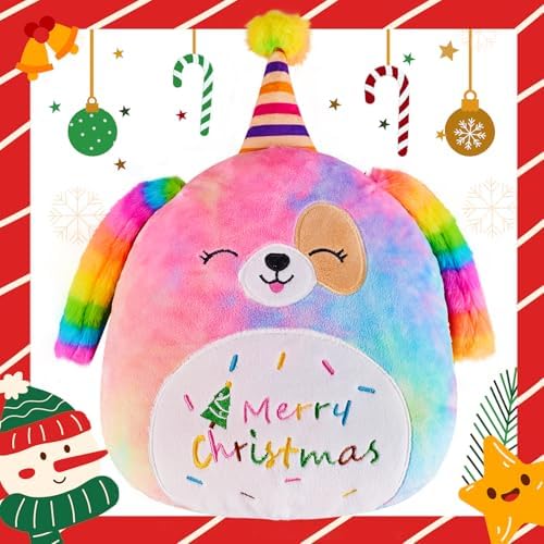 Magic 12 Plush Pillow for Dogs Christmaspackage with Merry Christmas Design