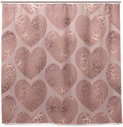 ALAZA Fabric Shower Curtain 72x72 Rose Gold Glitter Hearts