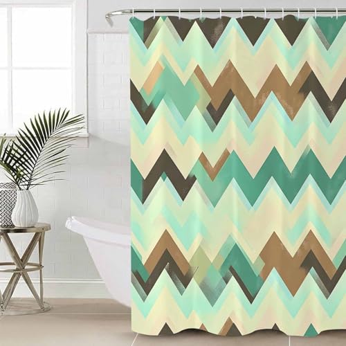 Turquoise Green Abstract Turboline Washable Shower Curtain