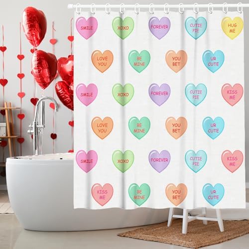 Valentines Day Love Conversation Heart Shower Curtain Set