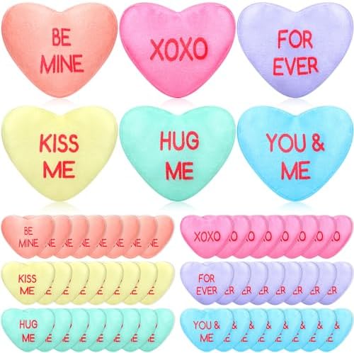 PullCrease 48 Pcs Conversation Heart Plush Pillow for Valentines Day