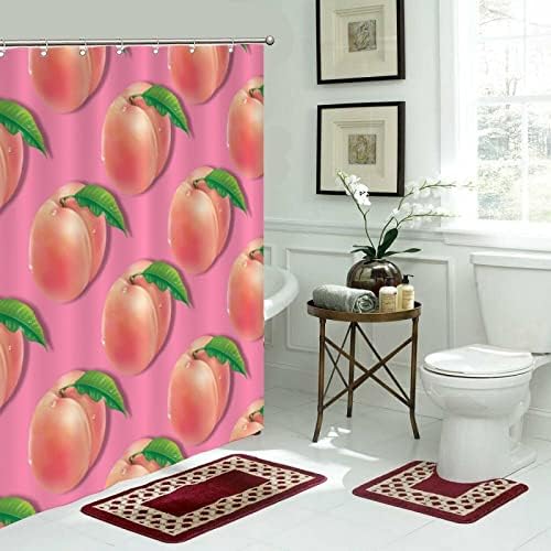 Cute Fruit Bath Curtains 47x71 ModernPolyester WashableBathroom Decor Set withHooks