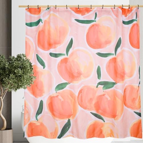 Elegant Peach Shower Curtain Set 72 x 72 Water Repellent 100 Recycled polyester