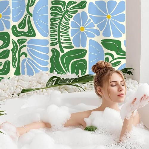 Stylish Boho Floral Shower Curtain Washable Durable