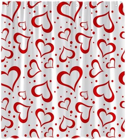 Romantic Valentines Love Heart Heavy Duty Showers Red Heart Polka Dots