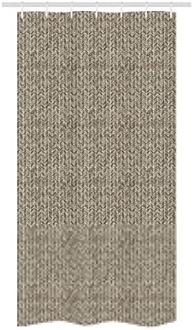 Ambesonne Brown Beige Stall Shower Curtain Set with Retro Herringbone Pattern